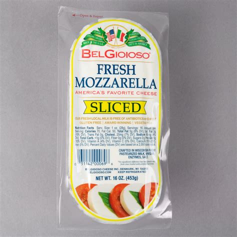 1 Lb Pre Sliced Fresh Mozzarella Cheese Log 8case