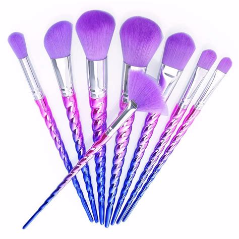 New 8 Piece Purple And Pink Unicorn Makeup Brush Set Unicorn Makeup