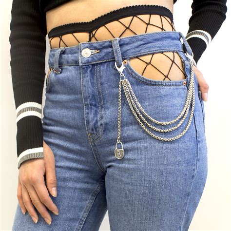 Locked Up Pocket Chain Denim Trends Trendy Outfits Concept Clothing