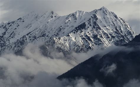 Wallpaper Salju Musim Dingin Awan Awan Pegunungan Alpen Puncak