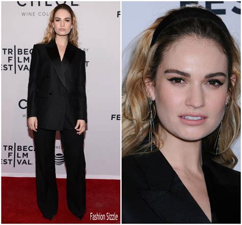 Alle informationen zu filmen und serien mit der beteiligung von lily james. Lily James In Burberry Tailoring @ 'Little Woods' Tribeca ...
