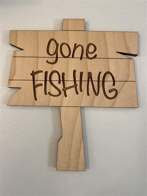Gone Fishing Wood Rustic Sign Cake Topper