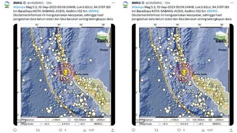 Gempa Bumi Hari Ini September Magnitudo Pusat Gempa Di Km Barat Daya Tribun