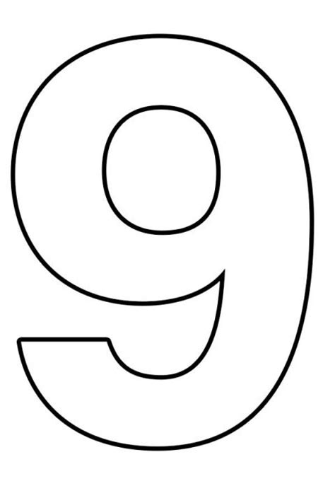 Free Printable Number 9 Template Coloring Page