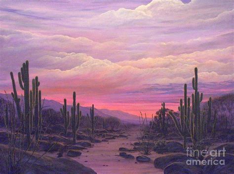Pink Sunrise In The Desert Painting By Diane Fuller