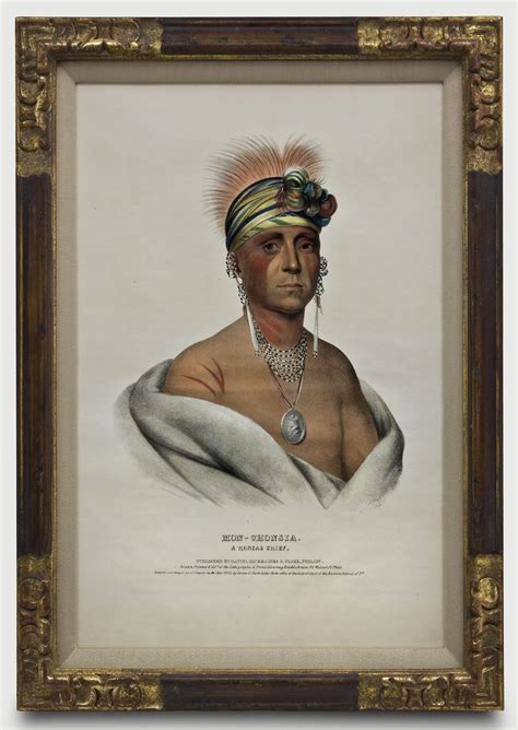 Portrait Of Mon Chonsia A Kansas Chief Mckenney And Hall 1836 44 Hand