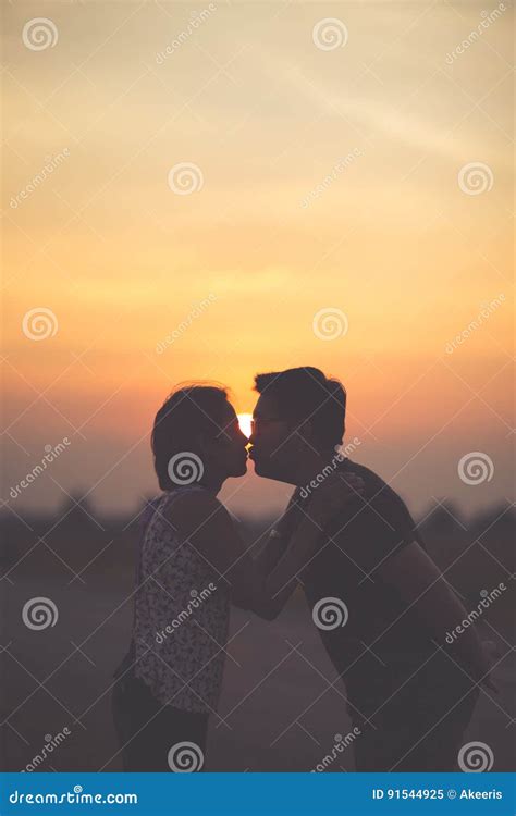 Sunset Kiss Stock Image Image Of Sunlight Kiss Couple 91544925