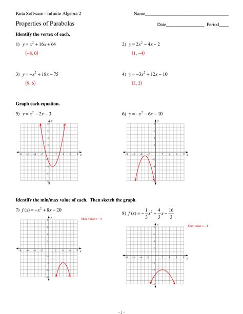 Integers, decimals, and fractions :: Algebra 2 Parabolas Worksheet - Promotiontablecovers