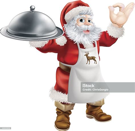 Santa Cook Christmas Dinner Concept Stock Illustration Download Image