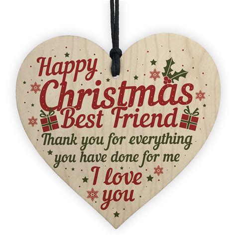 Best Friend Christmas Card Ts Friendship Friend Wooden Heart