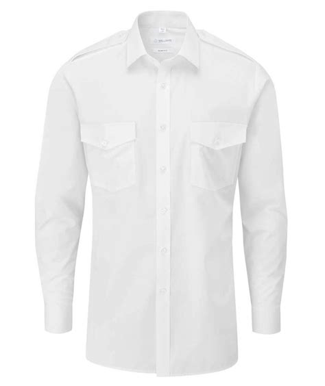 White Polycotton Pilot Shirt Long Sleeve Miller Rayner