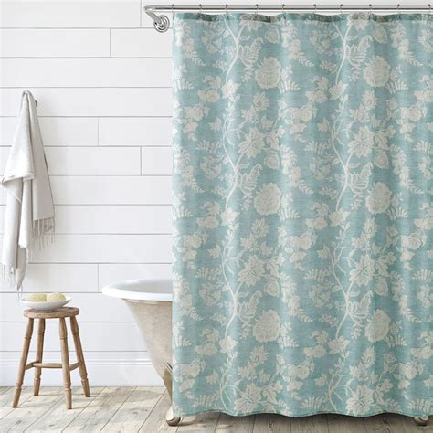 13 Piece Blue Floral Shower Curtain Set 72