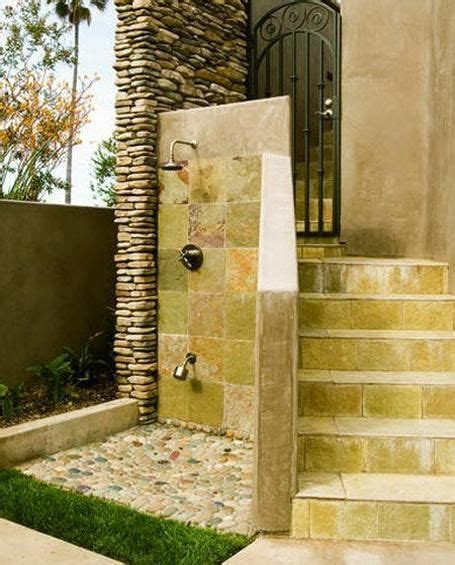 30 Outdoor Shower Design Ideas Showing Beautiful Tiled And Stone Walls Outdoor Shower Outdoor