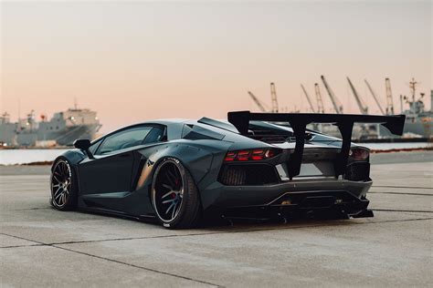 Black Lamborghini Aventador On Custom Wheels Italian Engineering