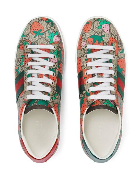 Gucci Canvas Womens Ace Gg Strawberry Sneaker Lyst