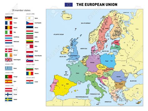 Vector Très Détaillée Carte Politique De Lunion Européenne Avec Des