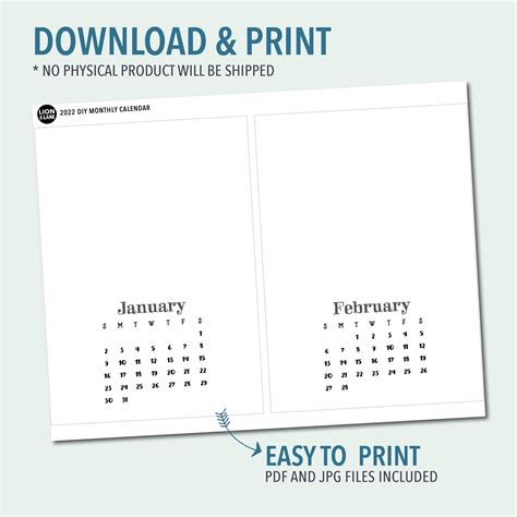 Printable Calendar 5x7
