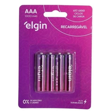 Pilha Elgin Recarregável AAA 1000Mah Shopee Brasil