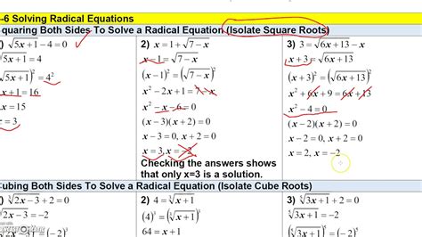 5 6 solving radical equations youtube