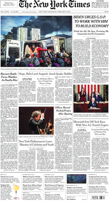 The New York Times In Print For Wednesday Feb 8 2023 The New York