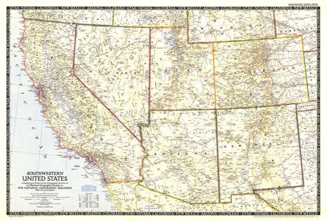 Southwestern United States Map Published 1948 National Geographic Maps