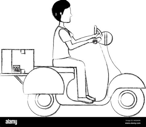 Courier In Motorcycle Delivery Service Vector Illustration Design Stock