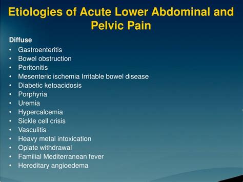 Ppt Etiologies Of Acute Lower Abdominal And Pelvic Pain Powerpoint