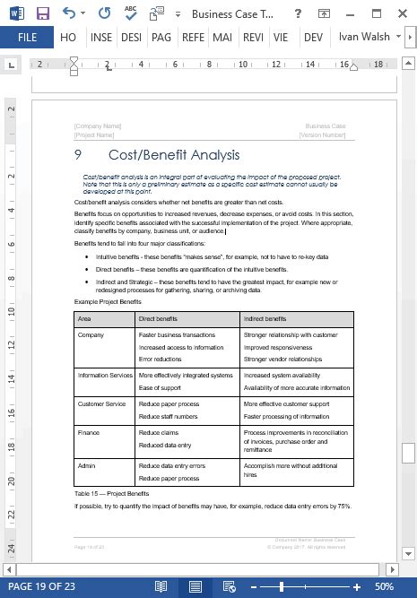 Business Case Template MS Office Templates Forms Checklists For