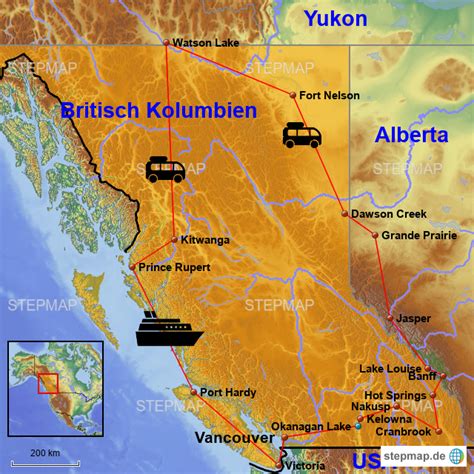 Die nebenstehende karte kannst du gern kostenlos auf deiner eigenen webseite oder reisebericht verwenden. StepMap - Britisch Kolumbien 2017 - Landkarte für Nordamerika