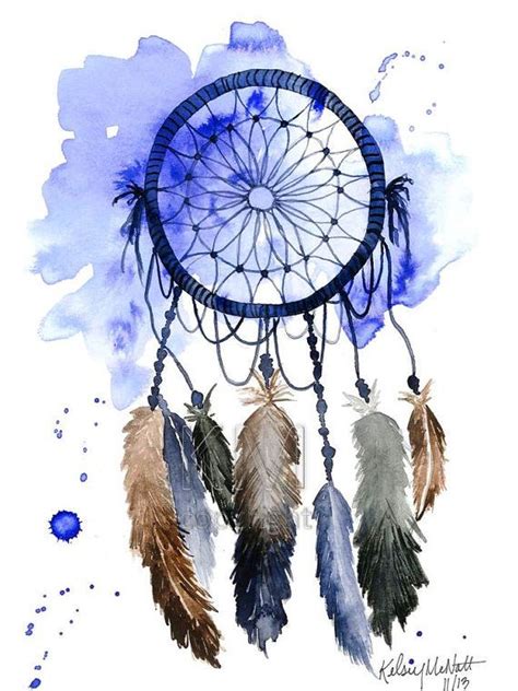Dream Catcher 1 Watercolor Painting Home Decor Native American Wall