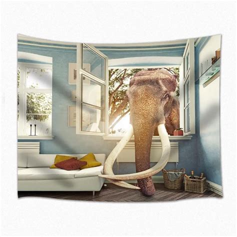 Wild Animal Decor Tapestry Elephant Resturant Wall Hanging For Bedroom
