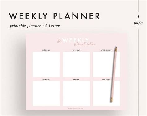 Weekly Planner Printable Planner Weekly Printable Planner Etsy