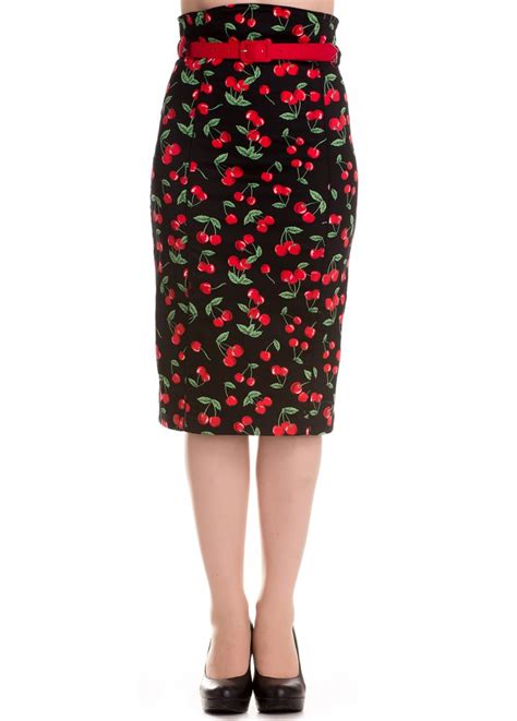 Hell Bunny Cherry Pop Pencil Skirt Attitude Clothing