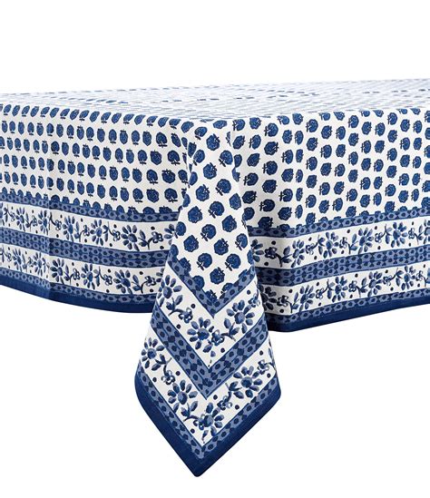 Southern Living Blue Floral Block Print Tablecloth Dillards