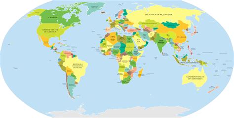World Map Showing Countries As Named In Their Own Languages Detailed