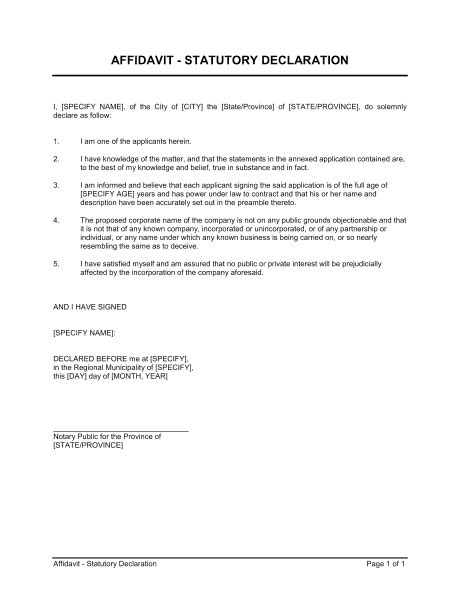 Get the download link here. Affidavit Statutory Declaration - Template & Sample Form ...