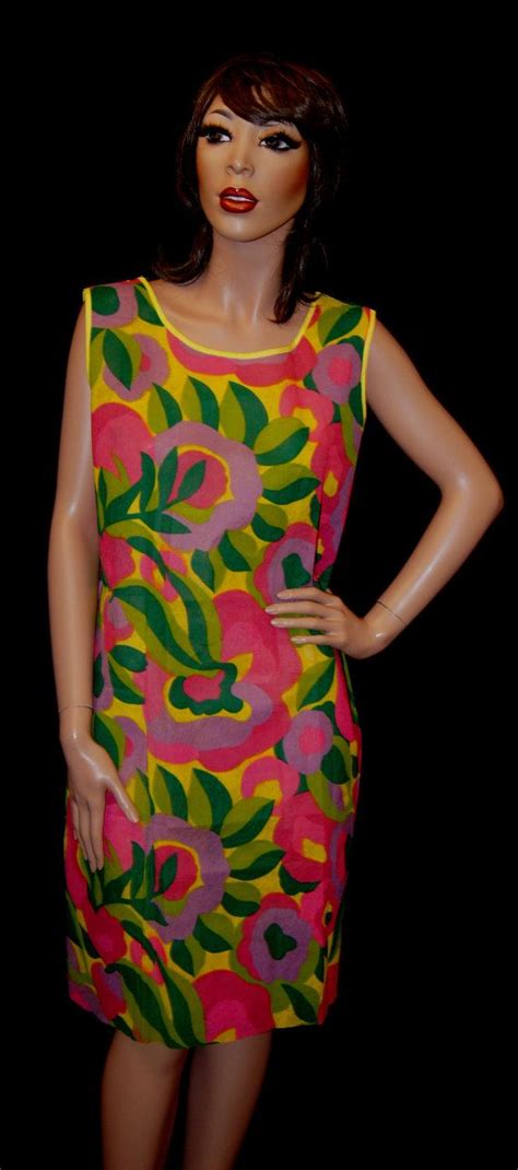 Mod 60s Paper Dress 1960s Psychedelic Floral Collectible Etsy