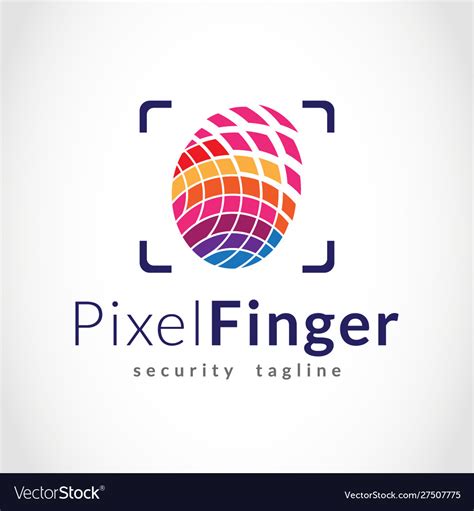 Pixel Finger Print Scan Security Logo Design Vector Image