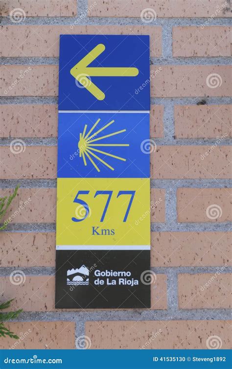 Pilgrim Sign At The Camino De Santiago De Compostela Stock Photo