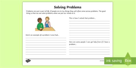 Solving Problems Reflection Writing Template