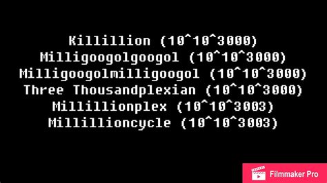 Googolplexian ♥large Numbers 1000 X 1 Thousand 1 Million 106