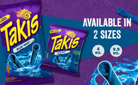 Takis Blue Heat Rolled Tortilla Chips Hot Chili Pepper Artificially
