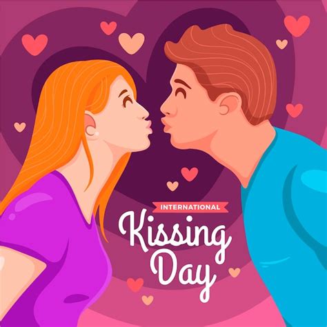 Free Vector Hand Drawn International Kissing Day Illustration