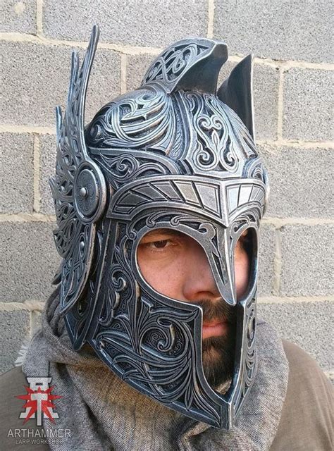 Warrior Helmet Larp And Cosplay Head Armor Fantasy Knight Etsy