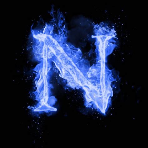 Fire Letter N Of Burning Blue Flame Flaming Burn Font Or Bonfire