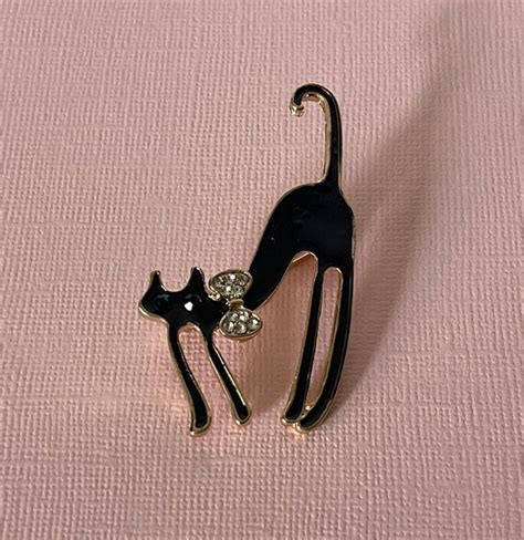 Rhinestone Cat Brooch Black Cat Pin Cat Jewelry Ha Gem