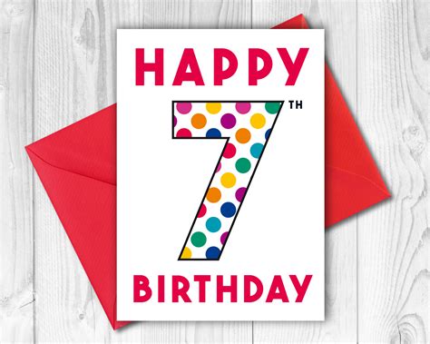 7th Birthday Card Printable Cards Info