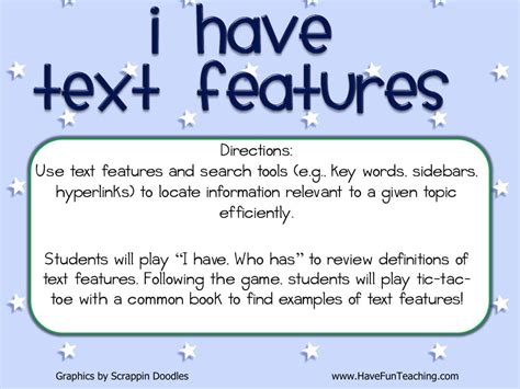 Text Features Scavenger Hunt Activity Have Fun Teaching