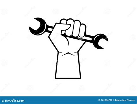 Raised Fist Holding A Wrench Icon Vector Stock Vector Illustration Of