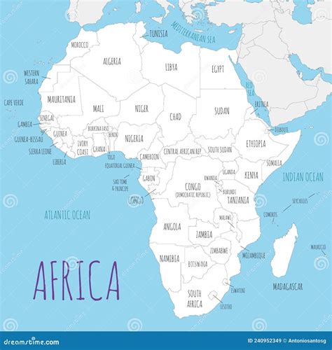 Political Africa Map Vector Illustration With Countries In White Color